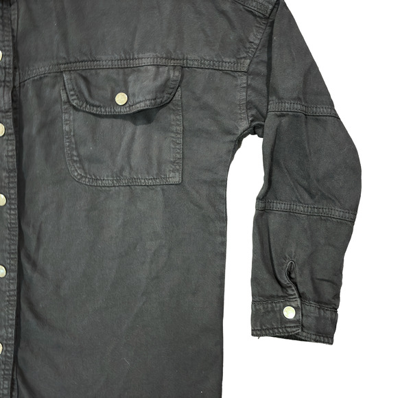 Elan Dolly Jacket Shirt Top Button Fray Women's Extra Small Black Smiley Shacket - Picture 8 of 15